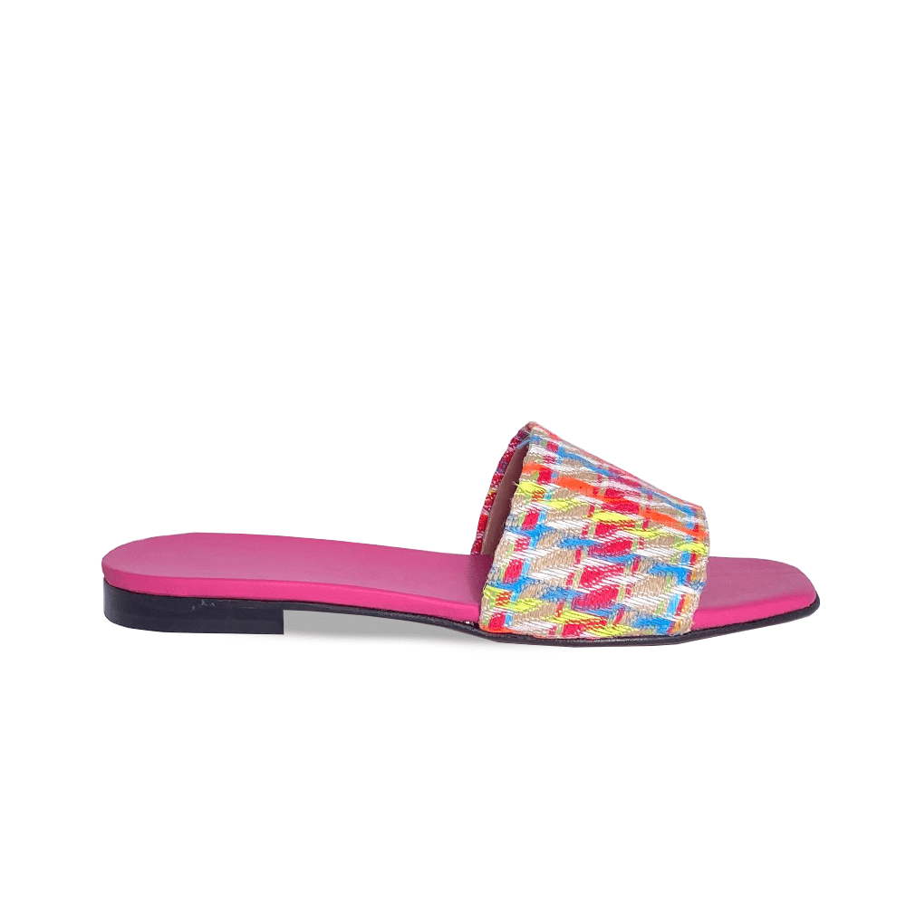 Flat sandals Milly fuchsia fabric/leather