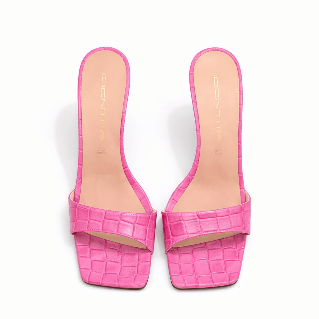 Identità Mules MARIARITA STAMPA COCCODRILLO FUCHSIA