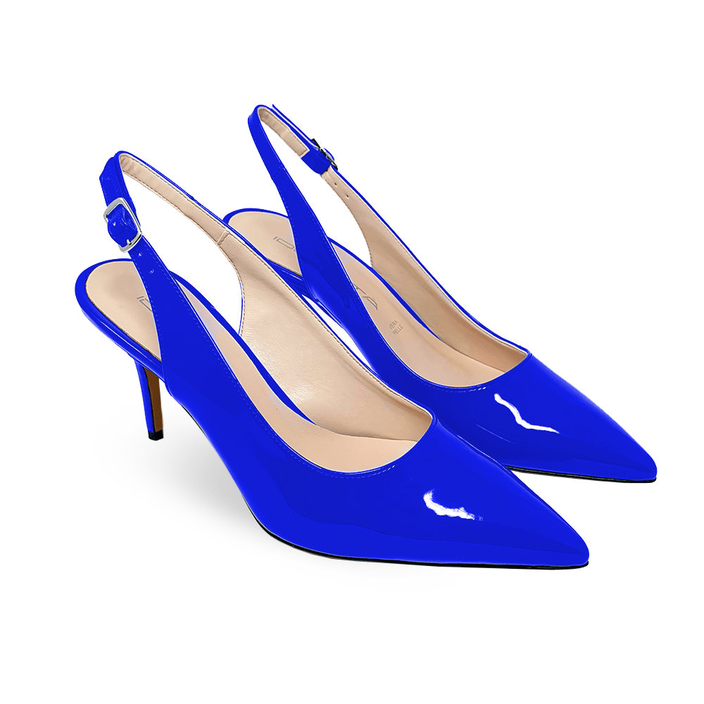 Identità Décolleté Slingback JUSTINA VERNICE BLU 70mm