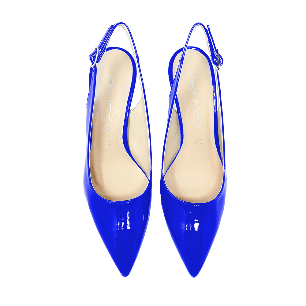 Identità Décolleté Slingback JUSTINA VERNICE BLU 70mm