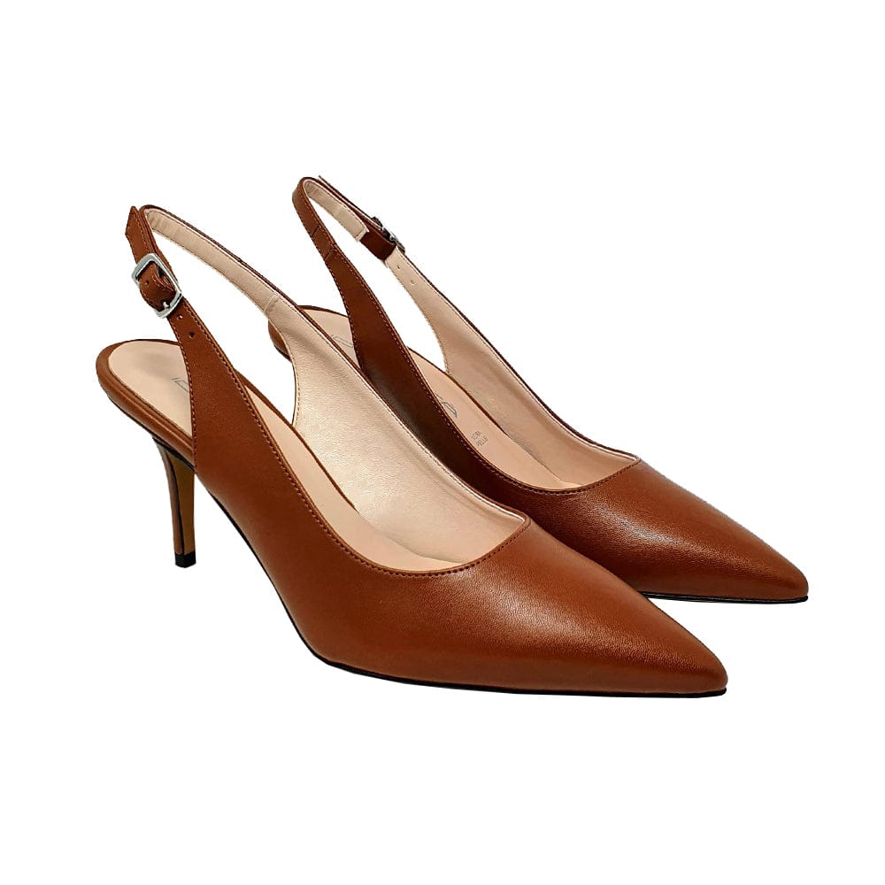 Identità Décolleté Slingback JUSTINA PELLE CUOIO 70mm