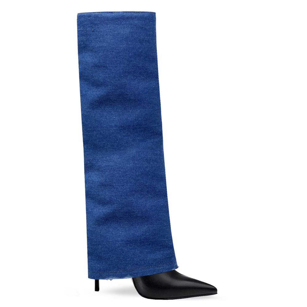 Identità Stivali INES PELLE NERO / DENIM