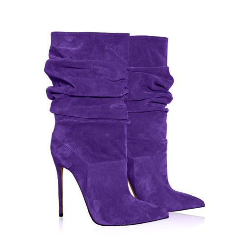 Boots Raissa purple suede Woman